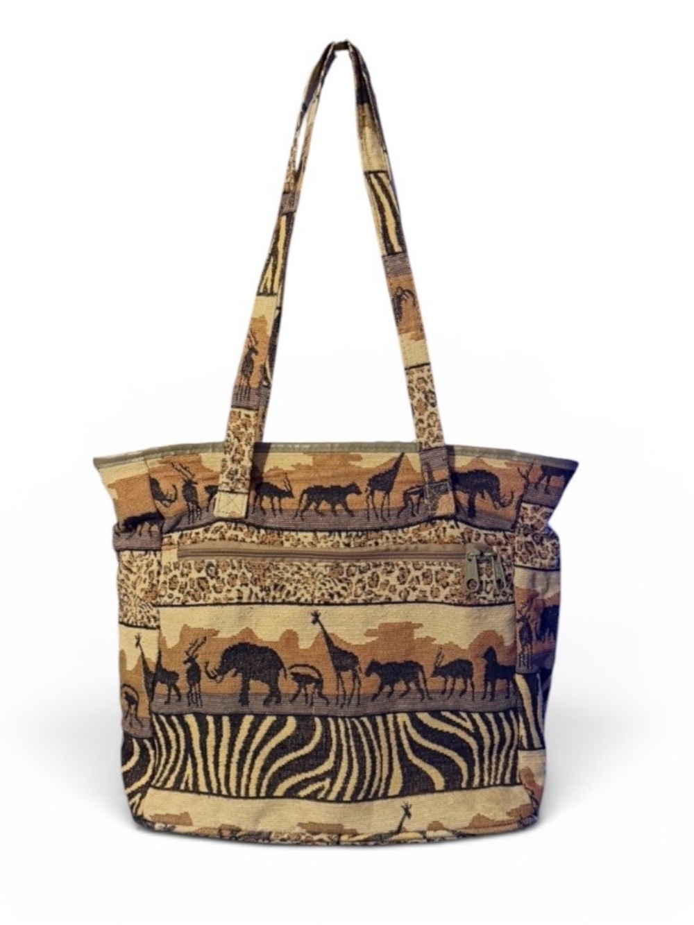 Vintage~Jade~Tapestry~African Safari~ Tote Shoulder Bag~ Animal Print~90s